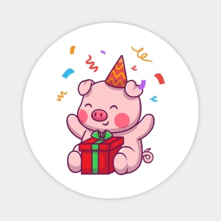 Cute pig with gift Magnet